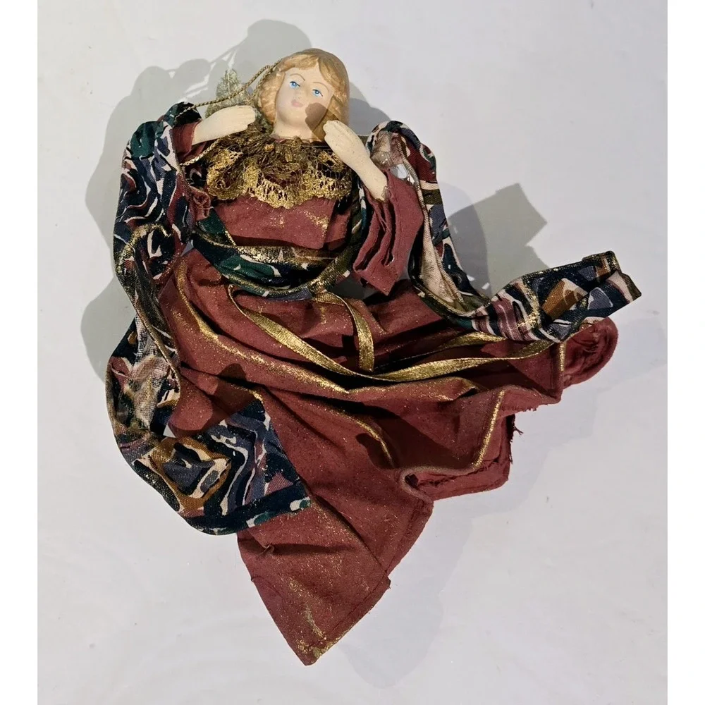 Lillian Vernon Fabric Mache Angel Ornament Tree Topper 6.5